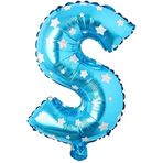 PARTİ VİTRİNİ S Harfi 16 İnç Mavi Yıldızlı Renk Folyo Balon 36 CM (Mavi)