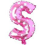 PARTİ VİTRİNİ S Harfi 16 İnç Pembe Kalpli Renk Folyo Balon 36 CM (Pembe)