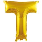 PARTİ VİTRİNİ T Harfi 16 İnç Gold Renk Folyo Balon 36 CM (Altın)