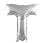 PARTİ VİTRİNİ T Harfi 16 İnç Gümüş Renk Folyo Balon 36 CM (Gümüş)