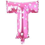 PARTİ VİTRİNİ T Harfi 16 İnç Pembe Kalpli Renk Folyo Balon 36 CM (Pembe)