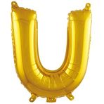 PARTİ VİTRİNİ U Harfi 16 İnç Gold Renk Folyo Balon 36 CM (Altın)