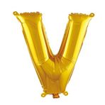 PARTİ VİTRİNİ V Harfi 16 İnç Gold Renk Folyo Balon 36 CM (Altın)