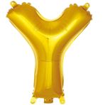 PARTİ VİTRİNİ Y Harfi 16 İnç Gold Renk Folyo Balon 36 CM (Altın)