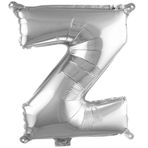 PARTİ VİTRİNİ Z Harfi 16 İnç Gümüş Renk Folyo Balon 36 CM (Gümüş)
