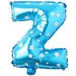 PARTİ VİTRİNİ Z Harfi 16 İnç Mavi Yıldızlı Renk Folyo Balon 36 CM (Mavi)