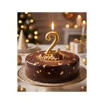 Parti Zamanı Altın Sarısı 6.5 cm Rakamlı Pasta Mumu - 2 Rakamı