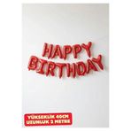 Parti Zamanı Kırmızı Happy Bırthday Folyo Set Balon Doğum Günü Helyum Doğum Günü Süs Doğum Günü