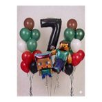 PARTİAVM 2'li Minecraft Folyo Balon 10 Yaş Rakam balon Doğum Günü Parti teması Steve Balon Helyumla Uçan Balonlar