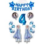 PARTİAVM Frozen Elsa Mavi Rakamlı Happy Birthday Balon Seti Konfetili Şeffaf Balon Kar Kraliçesi Elsa Balon