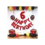 PARTİAVM Şimşek Mcqueen Tema Arabalar Cars Kırmızı 6 Rakam Balonlu Happy Birthday Balon Seti