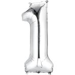 Partici 1 Rakam Gümüş 100 cm Balon