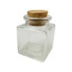 Partici Cam Şişe Kavanoz Mantar Tıpalı Kare 50 ml - Renkli