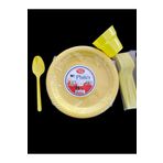 partideyince PLASTİK SERT TABAK BARDAK ÇATAL KAŞIK SARI RENK 25 KİŞİLİK SET