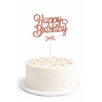 Partifabrik Happy Birthday Şeker Pembe Pasta Süsü