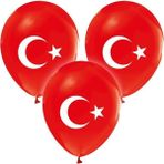 Partijet Türk Bayrağı Basklı Kırmızı Lateks Balon 10'lu