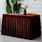 Partiler Doğum Günleri ve Sergiler için Zarif Kahverengi Kadife Masa Eteği - Dikdörtgen Pileli Masa Örtüsü Basit Düz Renk 180x45x75cm Etkinlikler ve Toplantılar için Mükemmel.