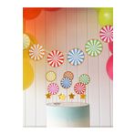 partince 3'lü Set Pastel Şeker Tema Pasta Süsü Cake Topper Renkli Şeker Banner Ve Yıldız Gold Mum Parti Seti