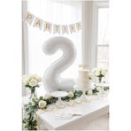 Partixa Beyaz 32 İnç Rakam 2 Folyo Balon 2 Yaş Doğum Günü Konsepti Sayı Balonu Helyum Uyumlu Parti Dekorasyon Süsleme