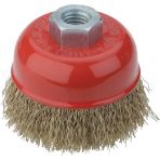 Partner PT02033 100 mm Sarı Dalgalı Telli M14 Vidalı Çanak Fırça