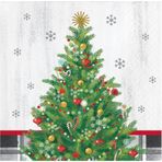 Party Creations Noel Partisi Peçeteleri - 32 Adet | 2 paket 16CT İçecek Peçetesi | Süslü Çam Ağacı Masa Dekoru | Tatil Ağacı Tasarımı, 12,7 cm x 12,7 cm