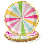 PARTY GO 16 adet 7 inç kağıt tabak, akşam yemeği ve tatlı için, tek kullanımlık tabak parti malzemeleri paketi, mezuniyet, tatil, düğün, doğum günü, parti, bebek duş dekorasyonu için, renkli