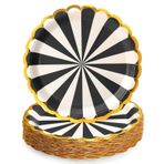 PARTY GO 50 adet 9 inç kağıt tabak, akşam yemeği ve tatlı için, tek kullanımlık tabak parti malzemeleri paketi, mezuniyet, tatil, düğün, doğum günü, parti, bebek duş dekorasyonu için, siyah