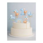 party mix Erkek Bebek 1 Yaş Doğum Günü Pasta Süsü – Ayıcık Pasta Süsü, Gökkuşağı Figürlü Baby Shower Süsleri