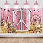 Partydream Batı Cowgirl Afiş Cowgirl Parti Dekorasyon Zemin Pembe Batı Rustik Ahşap Ev Ahır Fotoğrafçılık Arka Plan Çocuklar Kız Bebek Doğum Günü Bebek Duş Fotoğraf Kabini Batı Parti Malzemeleri