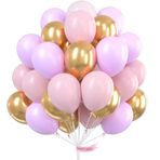 PartyWoo Mor Pembe Altın Balon, 60 adet 30 cm Mor Balon, Açık Pembe Balon, Altın Metalik Balonlar ve Pembe Balon, Prenses Doğum Günü Partisi için Mor Pembe Balonlar Mor Bebek Duşu