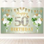 PartyYaa 50. doğum günü afişi dekorasyonu, ekstra büyük 50. doğum günü afişi, Happy Birthday afişi, arka plan, fotoğraf otomatları, levha, poster, parti dekorasyonu, erkekler ve kadınlar için (180 x