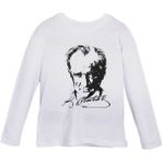 Parypary Mustafa Kemal Atatürk Baskılı Çocuk Uzun Kollu T-Shirt - 12 - 14 Yaş - Beyaz