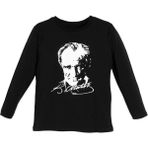 Parypary Mustafa Kemal Atatürk Baskılı Çocuk Uzun Kollu T-Shirt - 6 - 8 Yaş - Siyah