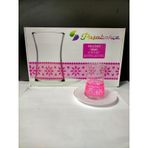 Paşabahçe 1103753 Neon Pembe Çiçek Beyaz Tabak Çay Takımı