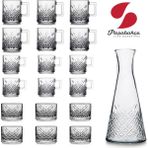 Paşabahçe 19 Parça Timeless Kulplu Çay, Nescafe Bardağı, Kare Çerezlik ve Karaf, Sürahi Seti - Şeffaf