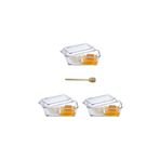 Paşabahçe 3 Adet Frigo Bölmeli Saklama Kabı, Reçellik, Ballık, Kahvaltılık + Baran Ahşap Bal Kaşığı (daldız)