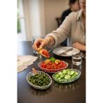 Paşabahçe 3'lü Oval Cam Kahvaltılık Seti - Desenli Kristal Cam Meze & Sosluk Kase 15cm