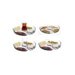 Paşabahçe 4 lü cam kahvaltılık - çerezlik sunum tabağı 25,2cm.