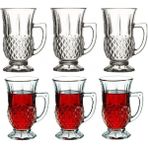 Paşabahçe 6 Adet Kulplu Bardak 160 Cc Cam Desenli Kahve Çay Servis Seti