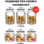 Paşabahçe 6 Adet Viva Vakumlu Cam Kavanoz Seti 3×1500 cc ve 3×900 cc Şık Tasarım