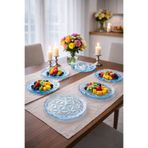 Paşabahçe 6'lı Kristal Desenli Cam Pasta, Kahvaltı Tabağı Tatlı Servis Tabak Seti Şeffaf Şık Sunum 20 cm