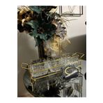 Paşabahçe ARS Paşabahçe Timeless Yaldızlı Kare Kase Metal Gold Standlı 3,lü Çerezlik,Şekerlik,Sunumluk,Tabak