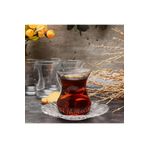 Paşabahçe Aurora 12 Parça Çay Seti. Cam Çay Bardağı ve Çay Altı. Paşabahçe Çay Bardağı.