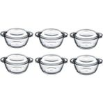 Paşabahçe Basic Mini Cam Saklama Kabı - 275 cc, Fırında Kullanıma Uygun Değil, 11 cm Çapında, 6'lı Set