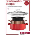 Paşabahçe Borcam Kapak 24-26-28 cm'lere Uygun Cam Tencere Kapağı