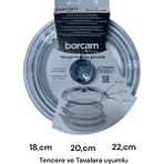 Paşabahçe Cam Tencere Tava Kapağı Borcam Tava Tencere Uyumlu Cam Kapak 18CM 20CM 22CM Uyumlu Borcam Kapak