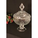 Paşabahçe Diamond Kesme Kristal Ayaklı Kapaklı Şekerlik, 24,5 cm Yükseklik, 15,5 cm Ağız Çapı