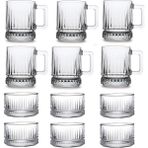 Paşabahçe Elysia 12 Parça Kulplu Kupa Bardak ve Çerezlik Kase Seti Çay Çerez Set - Antrasit - Mavi - 102 ml