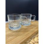 Paşabahçe Elysia 2 Li Kulplu Bardak-Fincan 195CC Şeffaf Cam Desenli 2 Parçalı Set - 195 ml