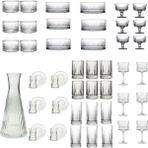 Paşabahçe Elysia 49 Parça Cam Bardak, Sunumluk, Çerezlik, Dondurmalık Desensiz Set - Gümüş